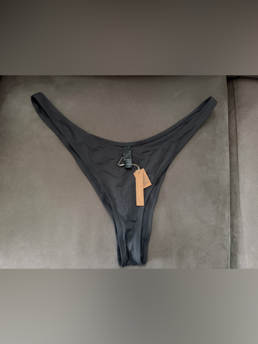 NWT SKIMS SWIM MICRO TANGA BIKINI BOTTOM NWT GUNMETAL 4X